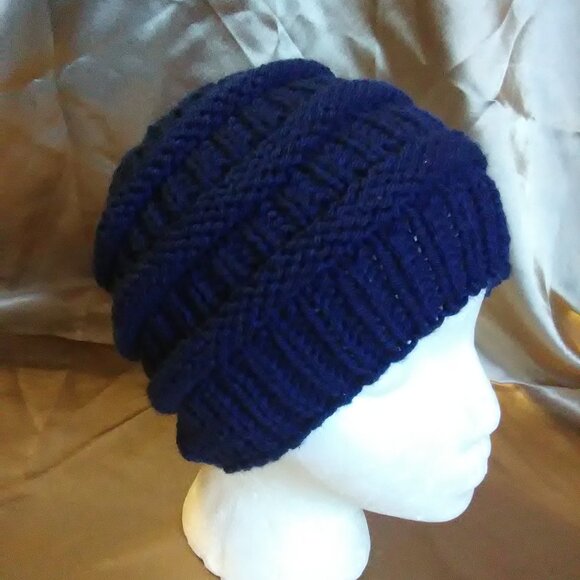 Handmade Accessories - Handmade knitted navy blue beanie